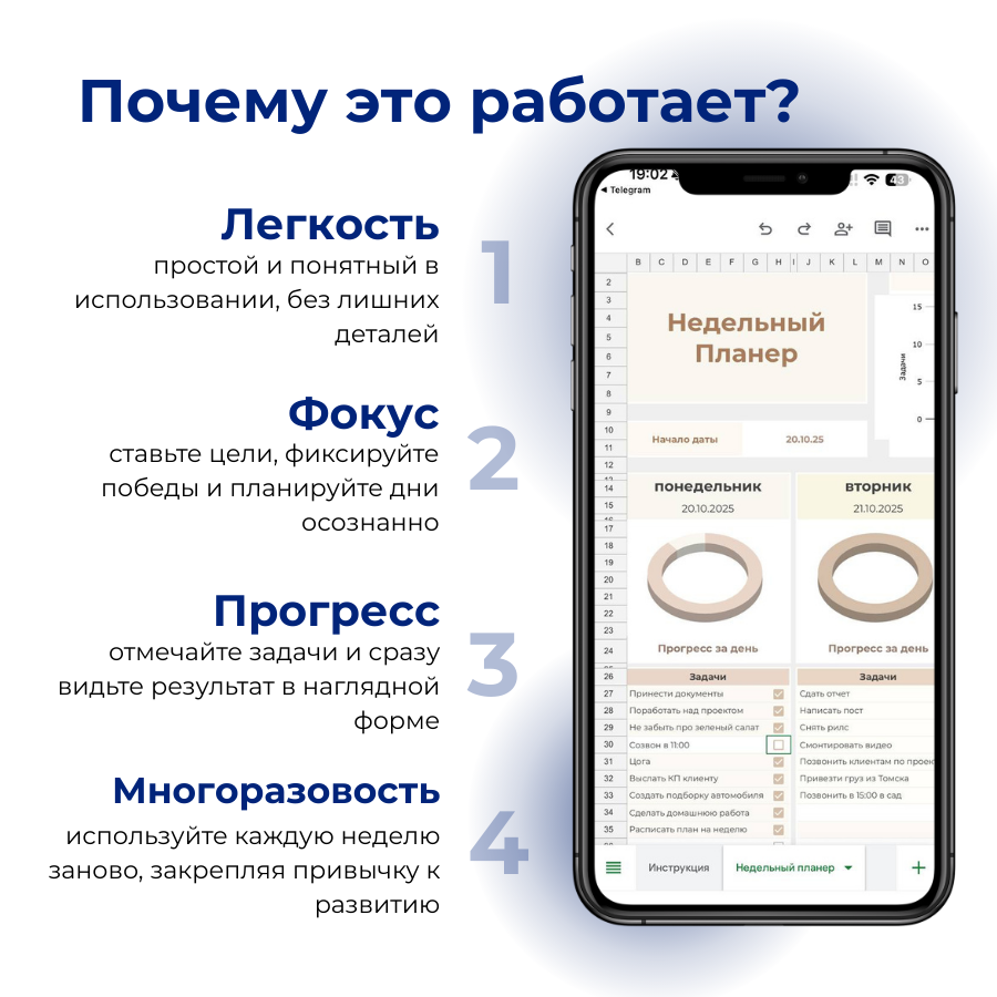 Недельный планер на телефоне